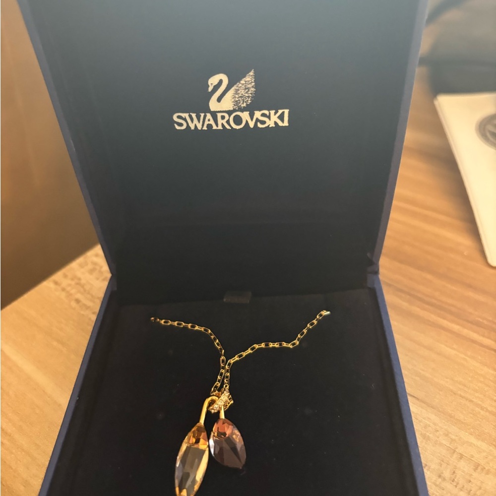 Swarovski Gold and Brown Crystal Necklace
